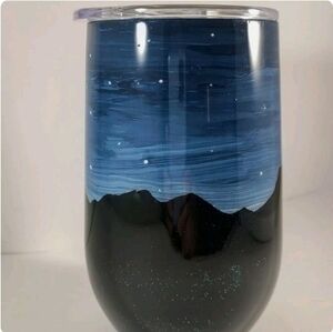 Custom epoxy sealed 16oz tumbler, original painting, OOAK! "Mountain Dusk"